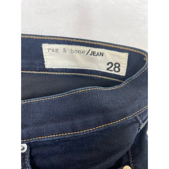 Rag & Bone 10 In Crop Flare DUNE Dark Wash Raw Hem Clean Girl sz 28 Made in USA - Picture 5 of 12
